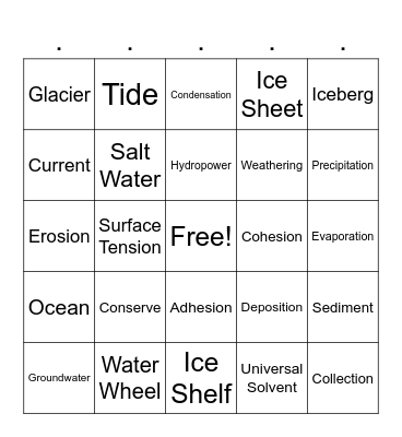 Water & Our World Bingo Card