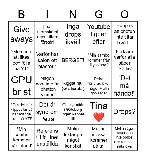 Dubbel klick Bingo Card