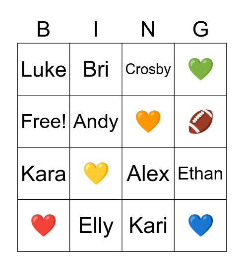 Super bowl Bingo Card