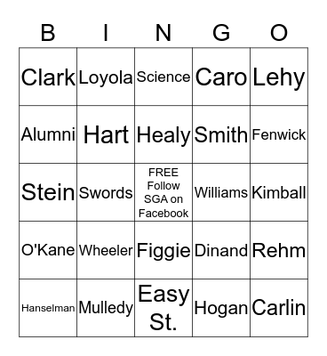Holy Cross Bingo! Bingo Card