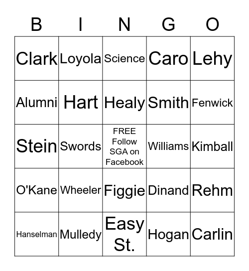 Holy Cross Bingo! Bingo Card