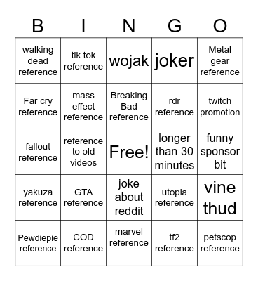 pyrocynical bingo Card