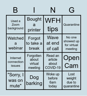AdU Virtual Bingo Card