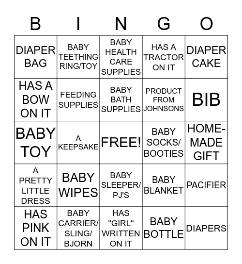 BABY ELIZA BINGO Card