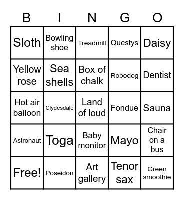 Super Bowl Commercial bingo Card