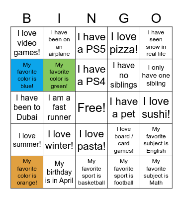 General Bingo Card