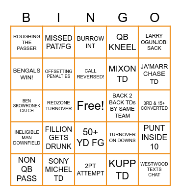 SUPER BOWL 56 Bingo Card