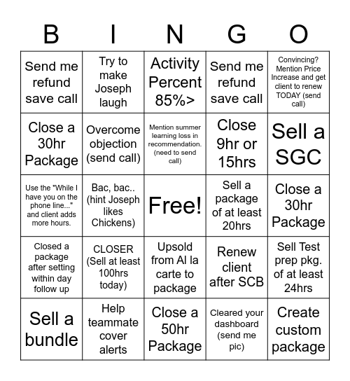 VT BINGO!! Bingo Card