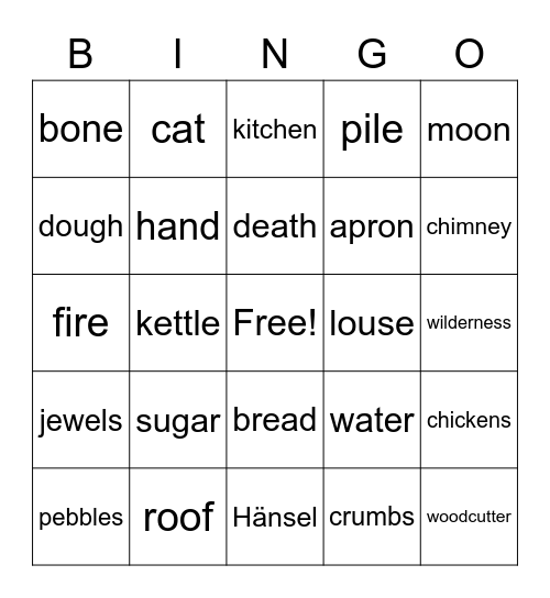 Hansel and Gretel Bingo Card