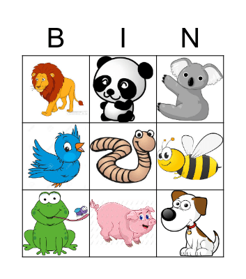 ANIMALS BINGO! Bingo Card