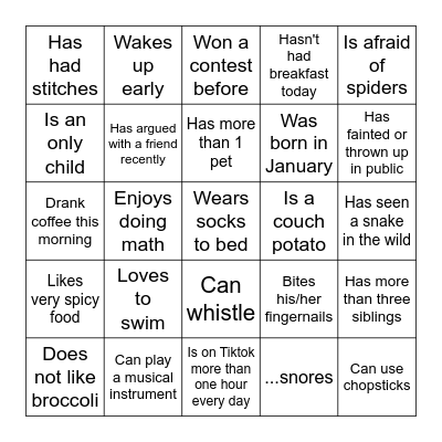 Find someone who... Bingo Card