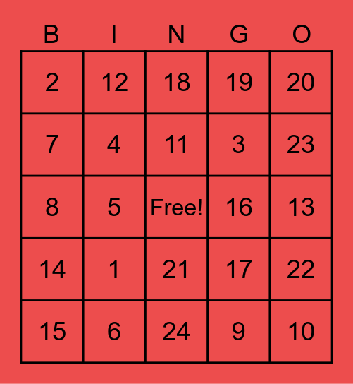 Valentine Bingo Card