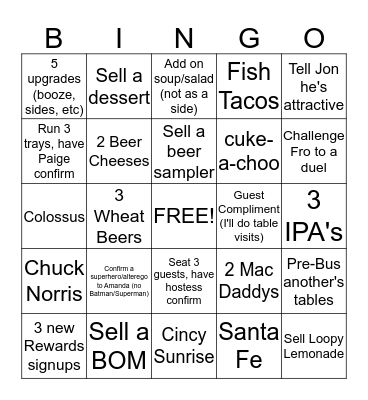 Flippin' Bingo Card