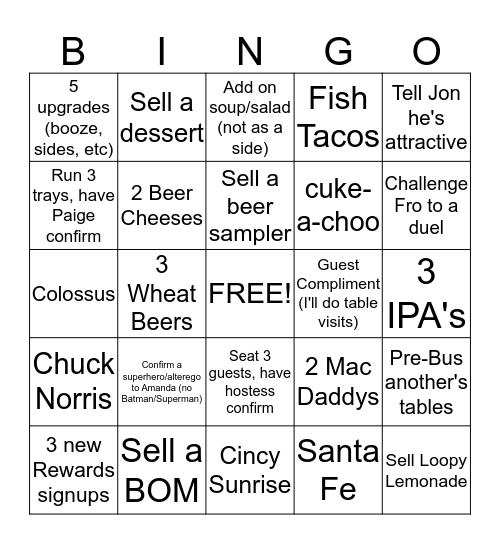 Flippin' Bingo Card