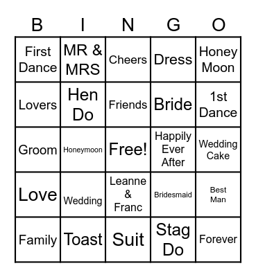 HEN NIGHT BINGO Card