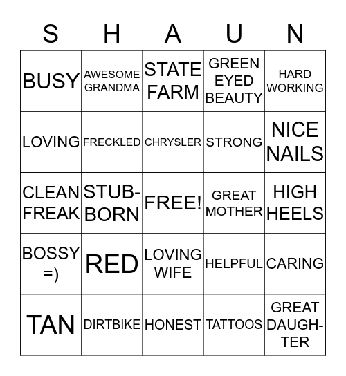 THE BIG 50 !!!!!!!!!!!! Bingo Card