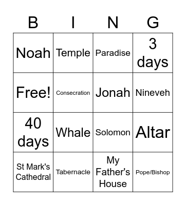 Evolution of Church Bingo Card