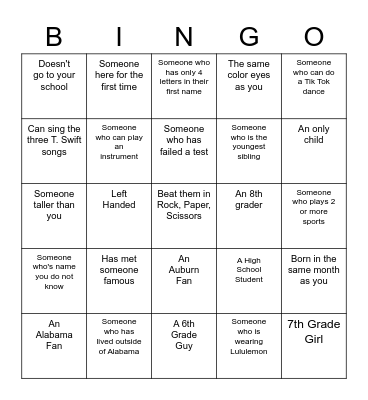 YL Mobile Bingo Card