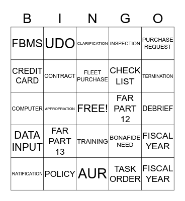 CONTRACT SPECIALIST Bingo Card