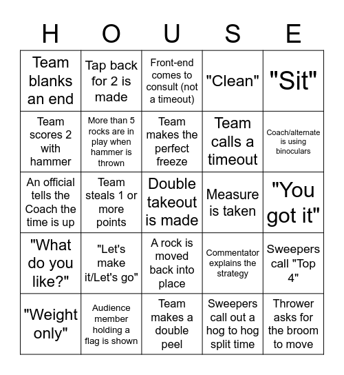 Silicon Valley Curling Club presents 2022 Olympic Curling Bingo Card