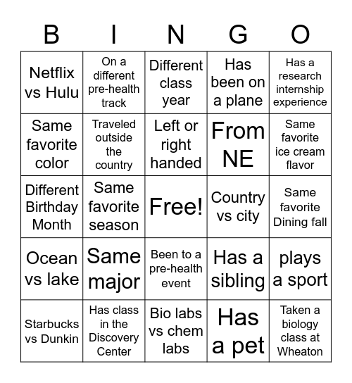 PHS Bingo Card