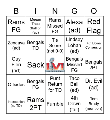 SUPERBOWL BINGO Card