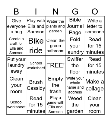 Leah's Summer Bingo 2 Bingo Card