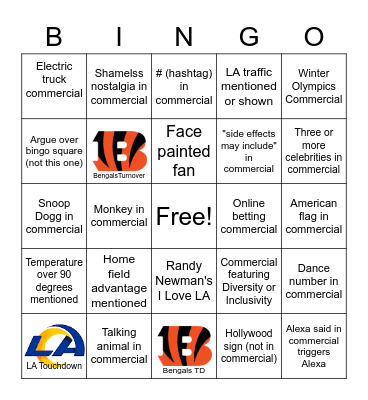 SUPERBOWL LVI Bingo Card