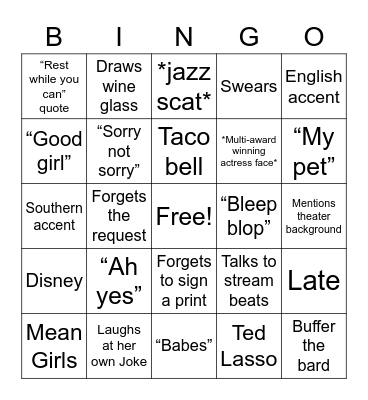 Maggie Robertson II electric boogaloo Bingo Card