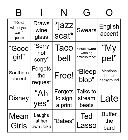 Maggie Robertson II electric boogaloo Bingo Card