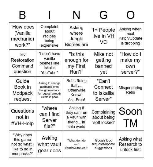 Vault Hunters Discord Bingo Card