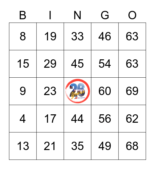 PAL Express 26th Anniversary Bingo Card