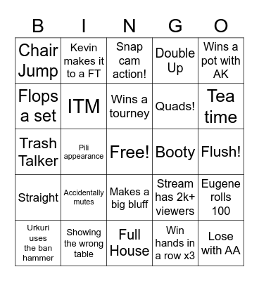 Super Bowl Sunday Stream Bingo Card