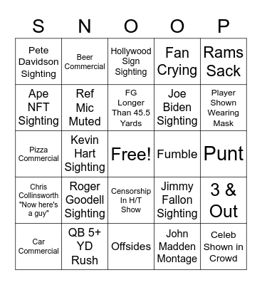 Bowl Bingo Card