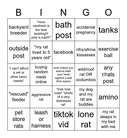 #rat-rant bingo Card