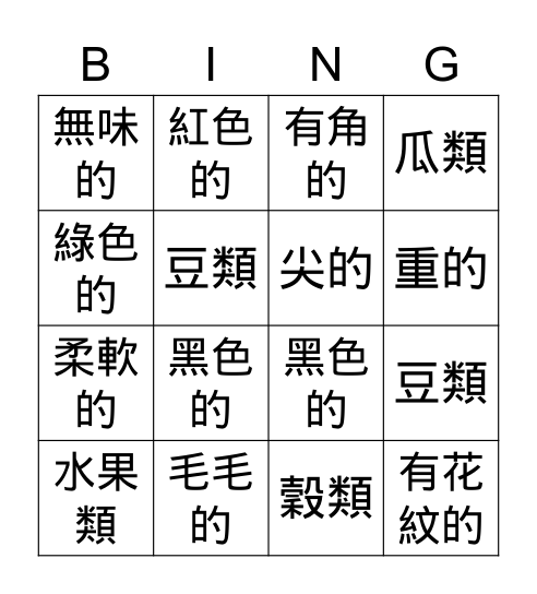 種子Bingo 3 Bingo Card