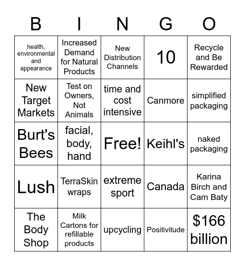 Rocky Mountain Soap Company Bingo Card