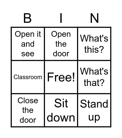 Directions Bingo Card