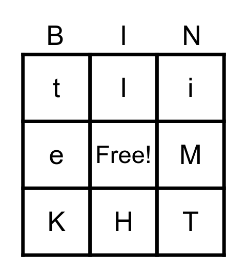 Alphabet Bingo Group 1 Bingo Card