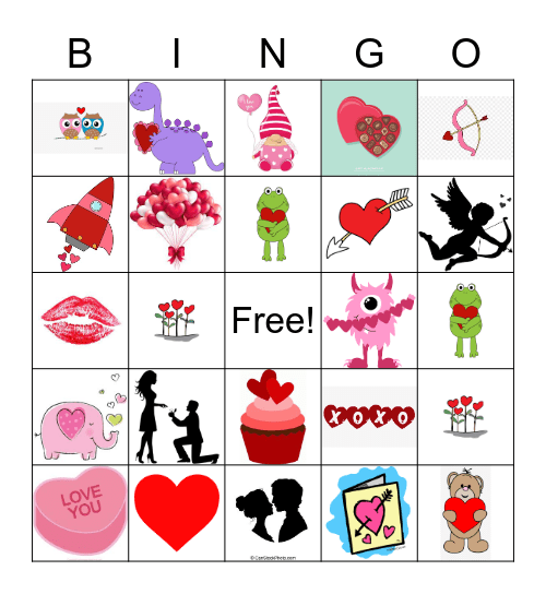 Valentines Day Bingo Card