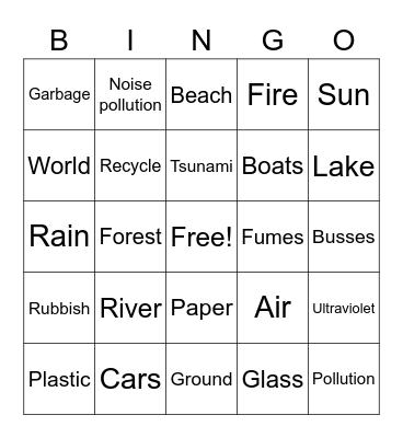 Environment bingo Card