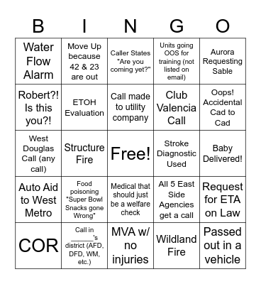 Dispatch Super Bowl Bingo Card