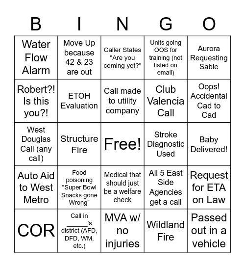 Dispatch Super Bowl Bingo Card