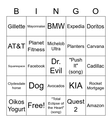 SUPER BOWL LVI Bingo Card