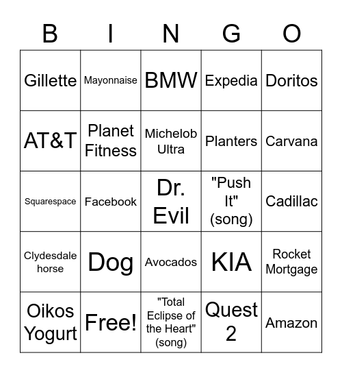 SUPER BOWL LVI Bingo Card