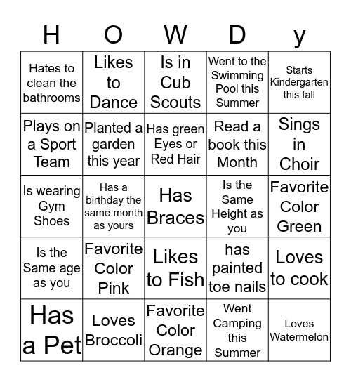 Get to know your 2nd Cousins Bingo Card
