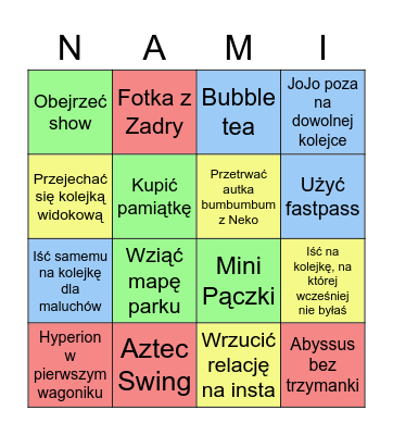 Energylandia 2022 BINGO Card