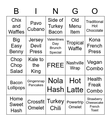 Server Bingo Card