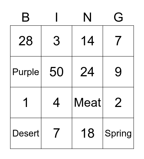 Lenten Bingo Card