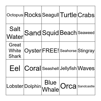 Under The Sea BINGO Card